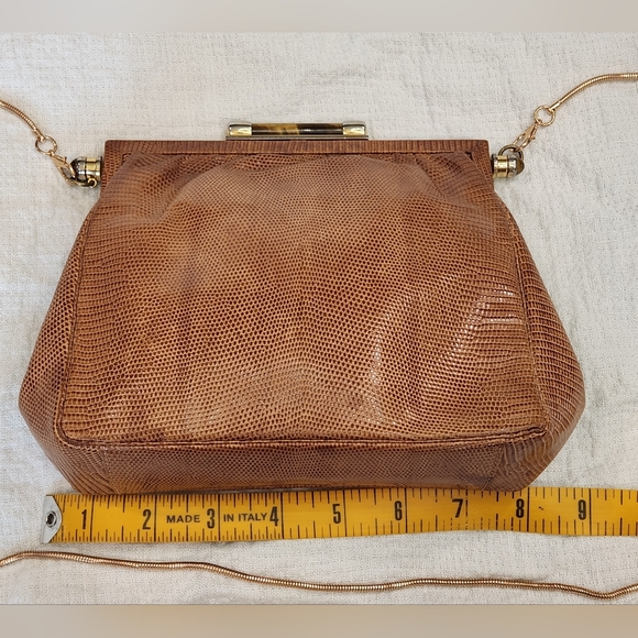 Gucci Lizard Exotic Leather Evening Bag Chain Purse Shoulder Crossbody Carmel - Picture 10 of 12